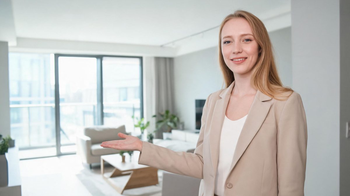 A real estate avatar host presenting a home listing