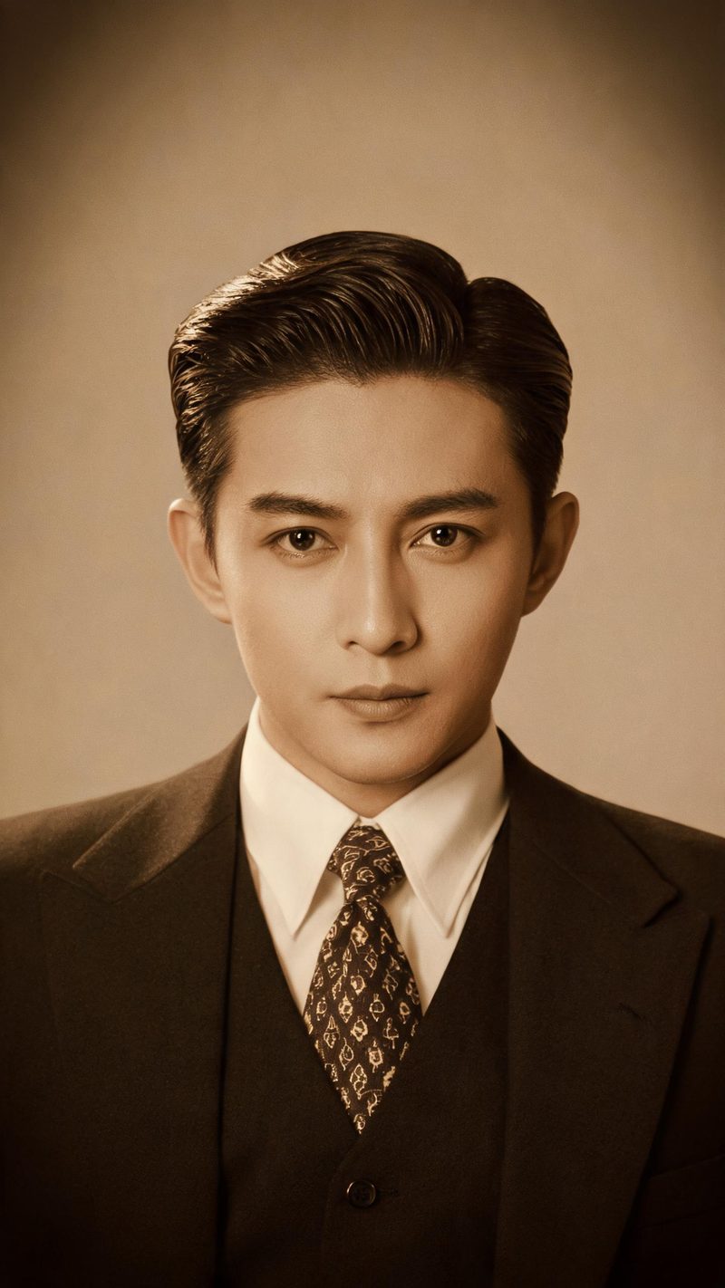 Restored 1940s studio portrait of a man in a three-piece suit, warm sepia tones with sharp recovered facial detail
