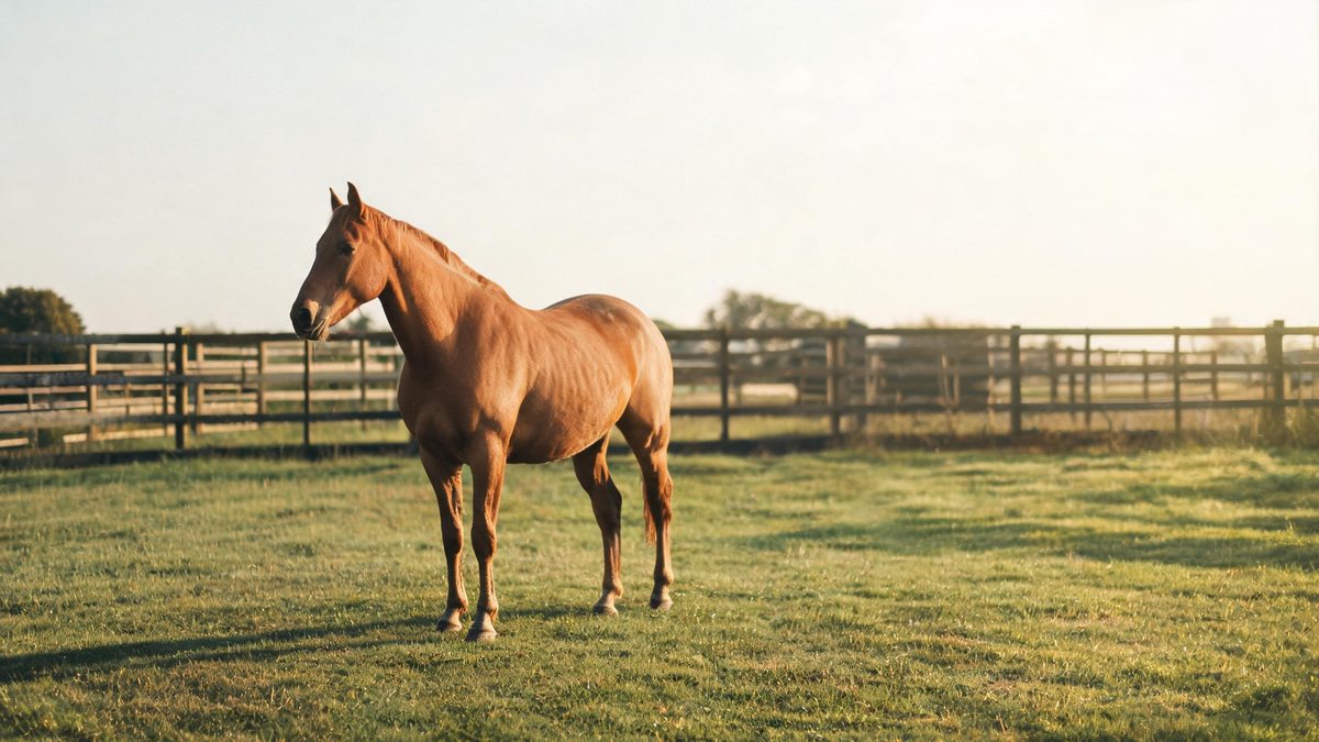 A horse on a plain surface, lit from one side with soft shadow, broken apart at the moment of the cut