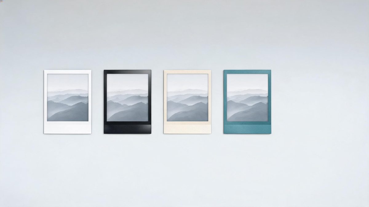 Identical photographs shown in different file formats, each represented by a differently shaped file card